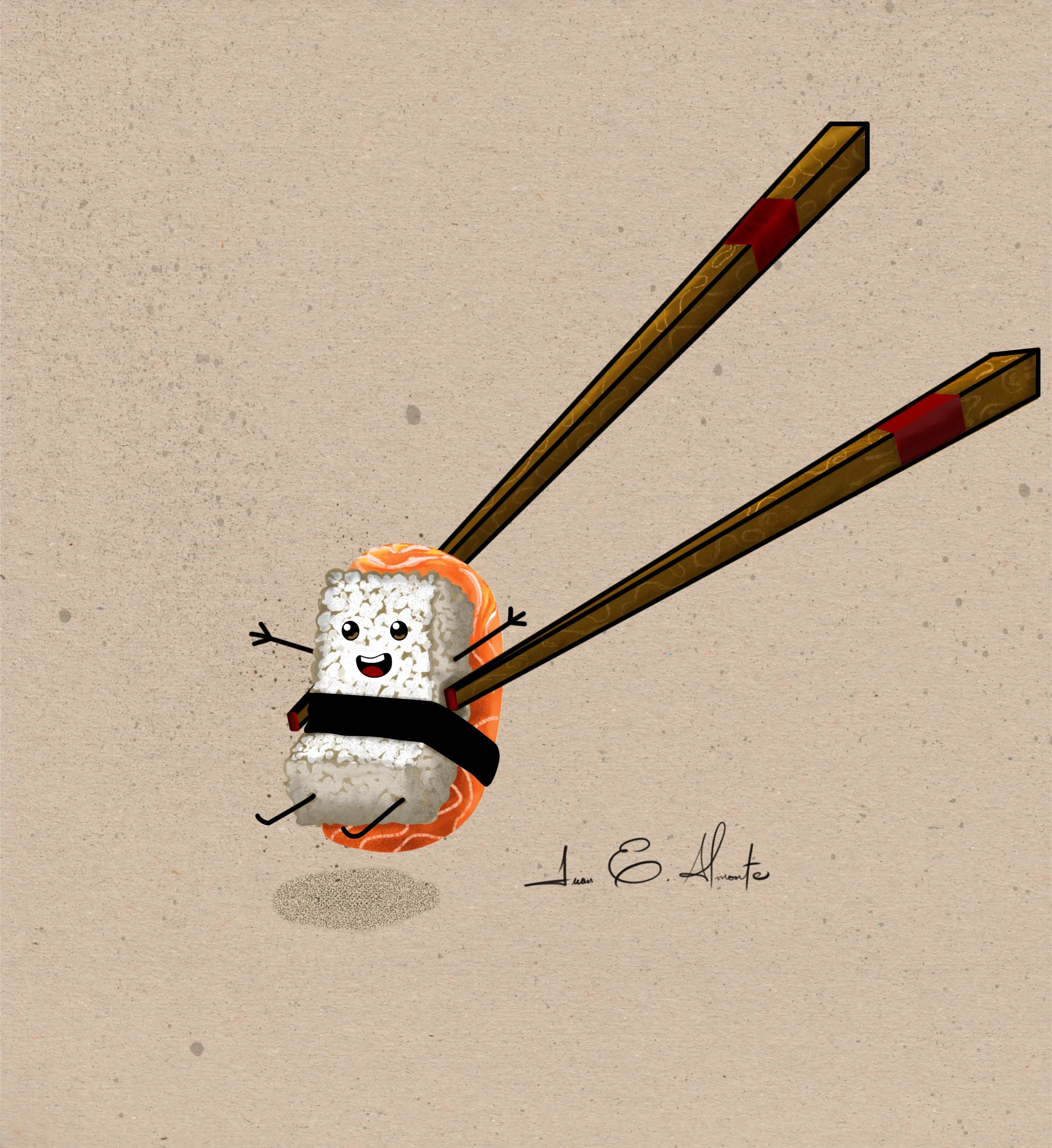 Ilustración sushi comida ilustrada